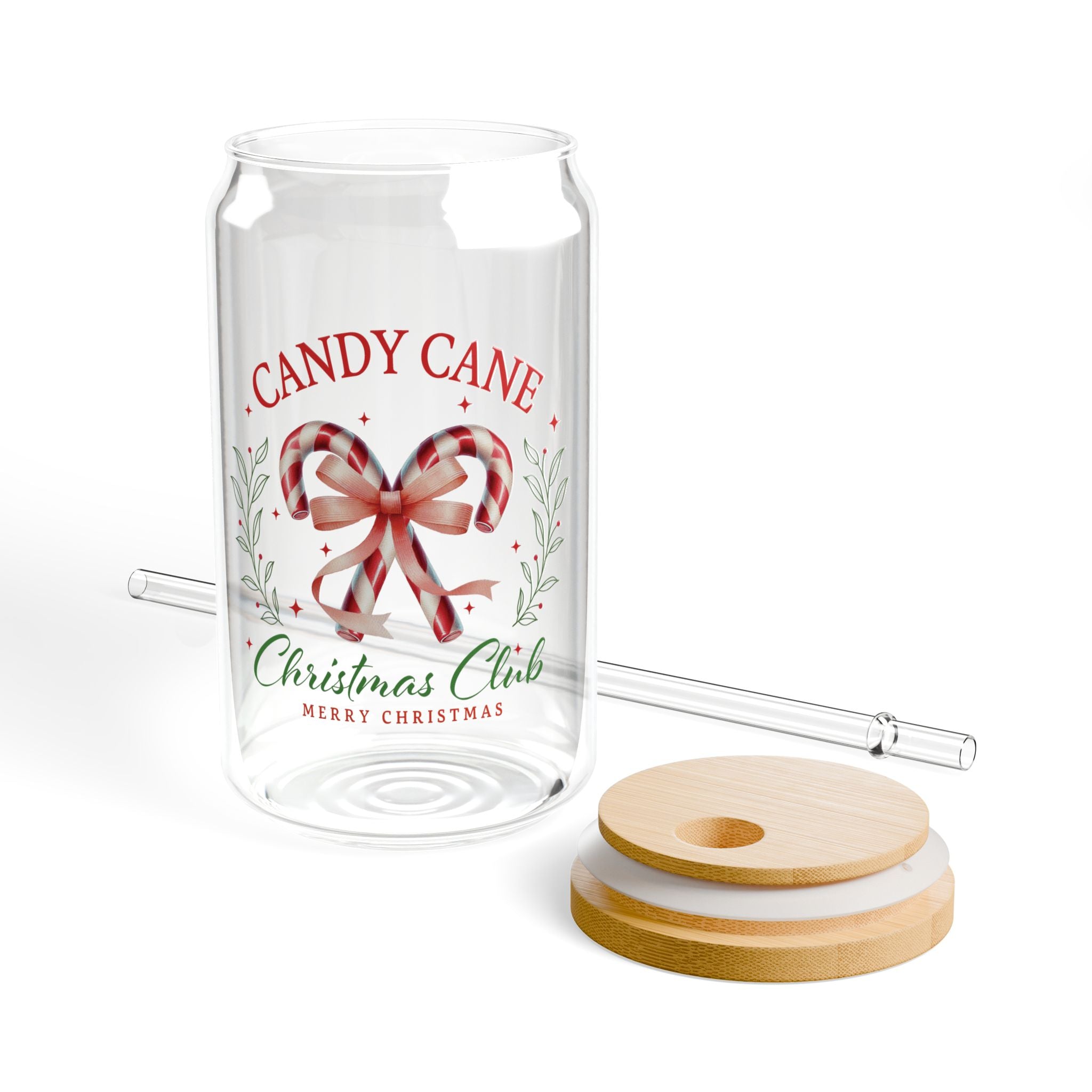 Candy Cane Christmas Club 16oz Can Glass