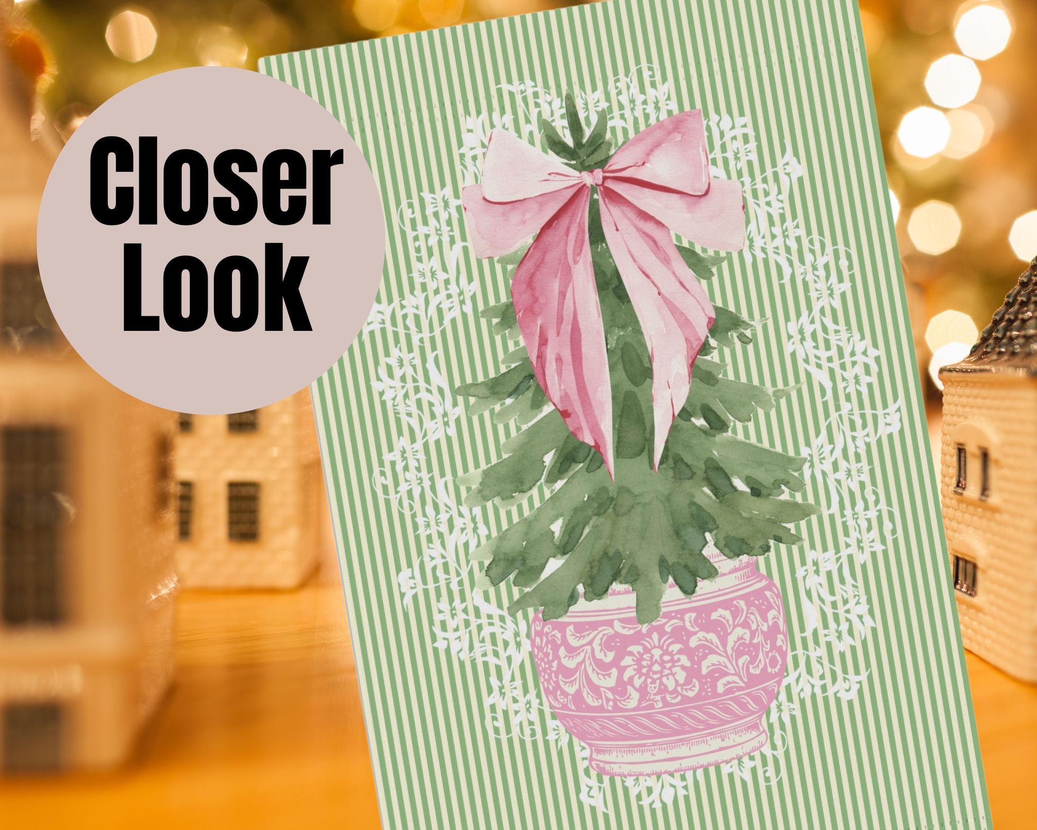 Christmas Door Flag – Topiary Pink | Outdoor House Flag, Holiday Porch Decor