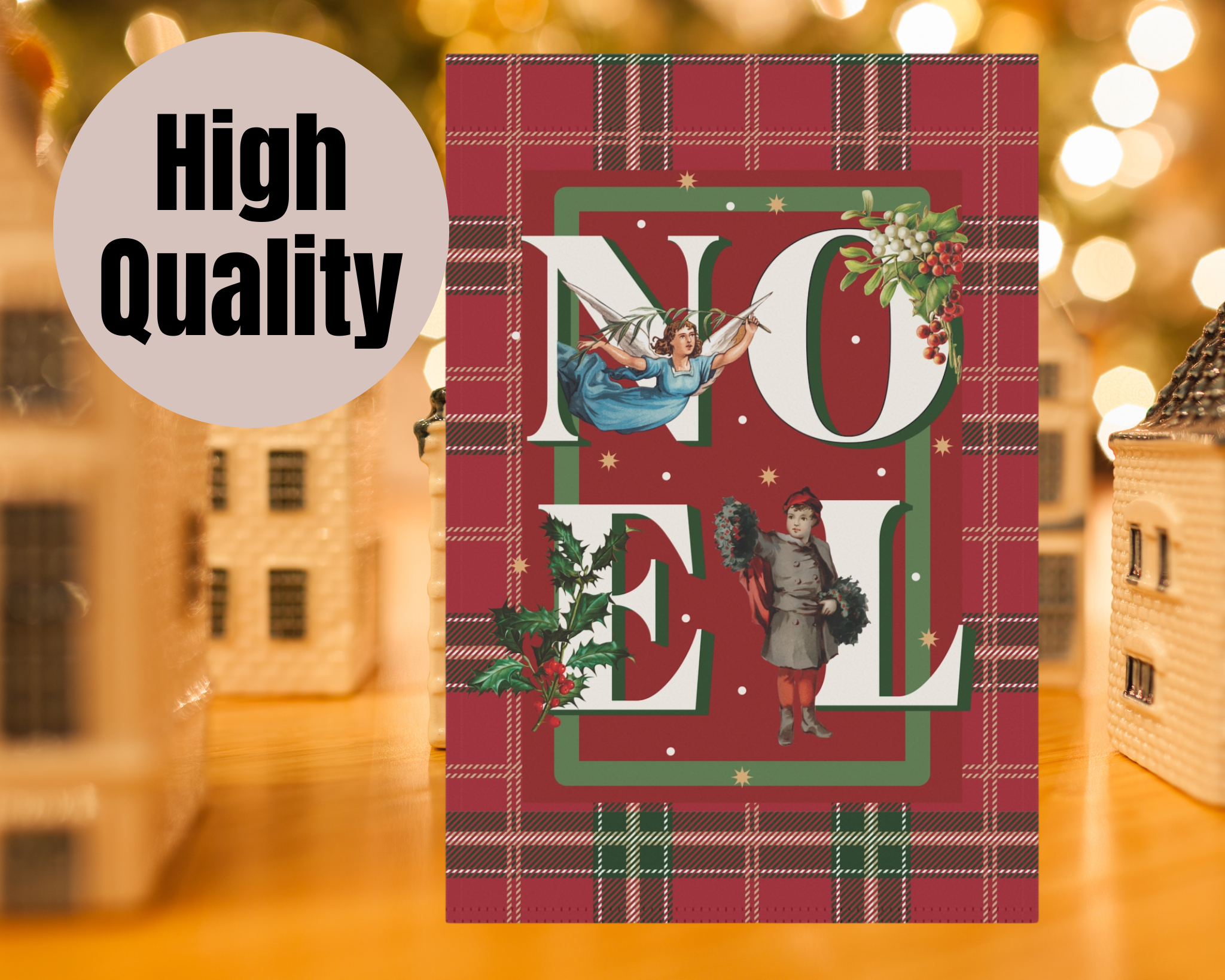 Christmas Door Flag – Red Plaid Noel | Outdoor House Flag, Holiday Porch Decor