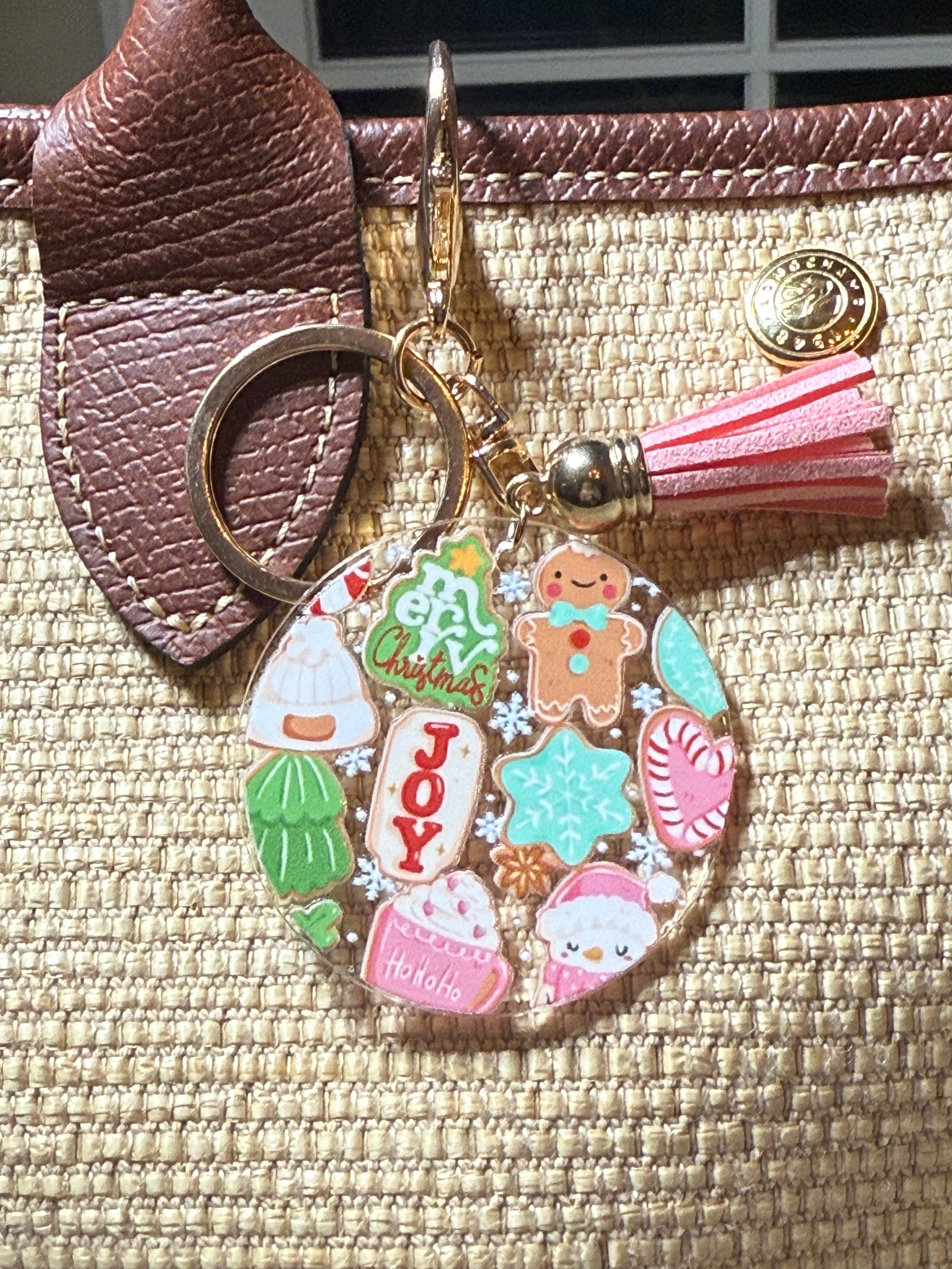 Pastel Gingerbread Joy Purse Charm – Christmas Bag Charm