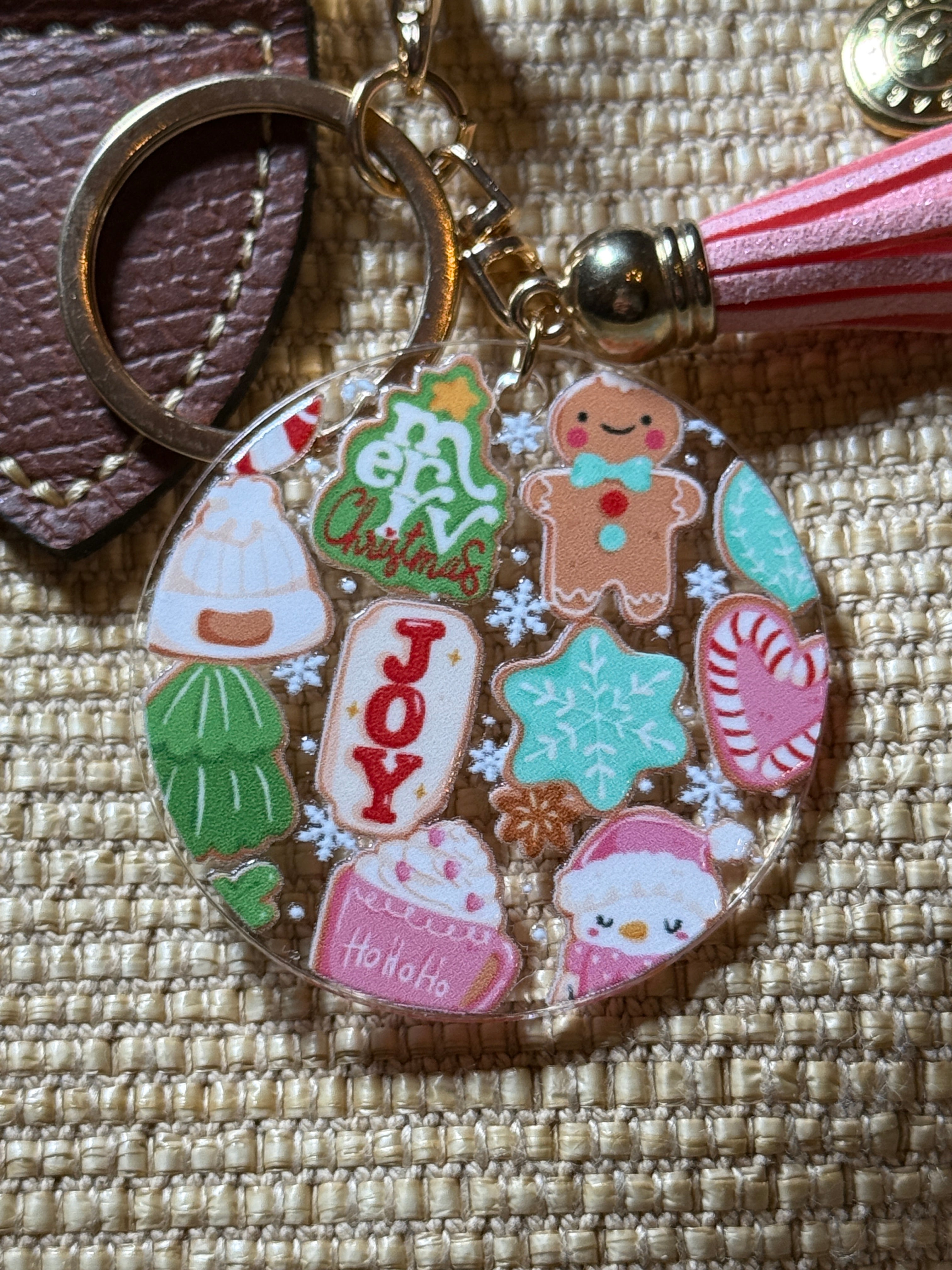 Pastel Gingerbread Joy Purse Charm – Christmas Bag Charm