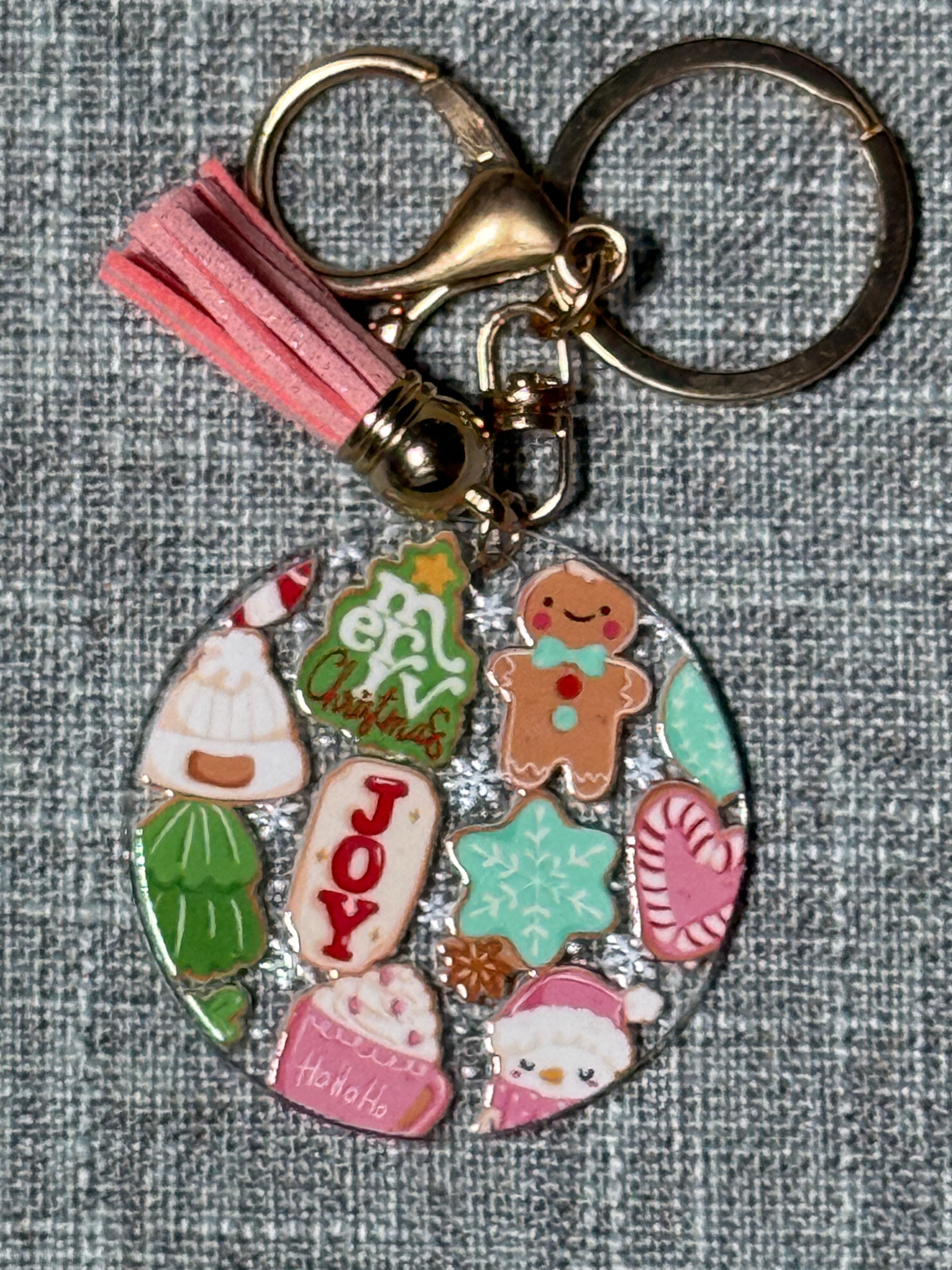 Pastel Gingerbread Joy Purse Charm – Christmas Bag Charm